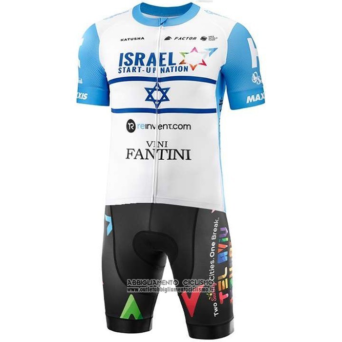 2020 Abbigliamento Ciclismo Israel Cycling Academy Campione Israele Manica Corta e Salopette